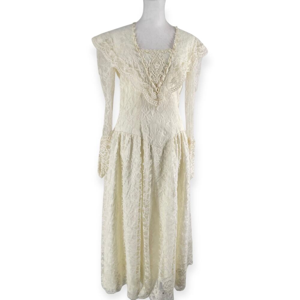 The Bridal Originals Vintage Victorian Boho Lace Wedding Dress Union Made 9/10